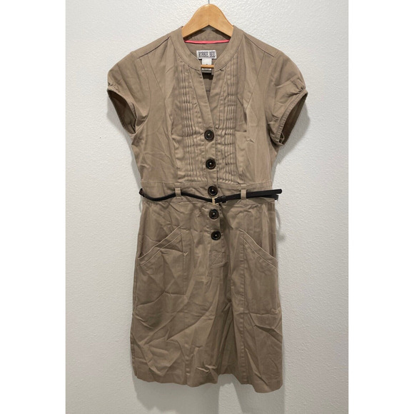 Robbie Bee Dresses & Skirts - Vintage Robbie Bee Womens Dress Size 10 Brown Stretch Pleated Belted Old Money